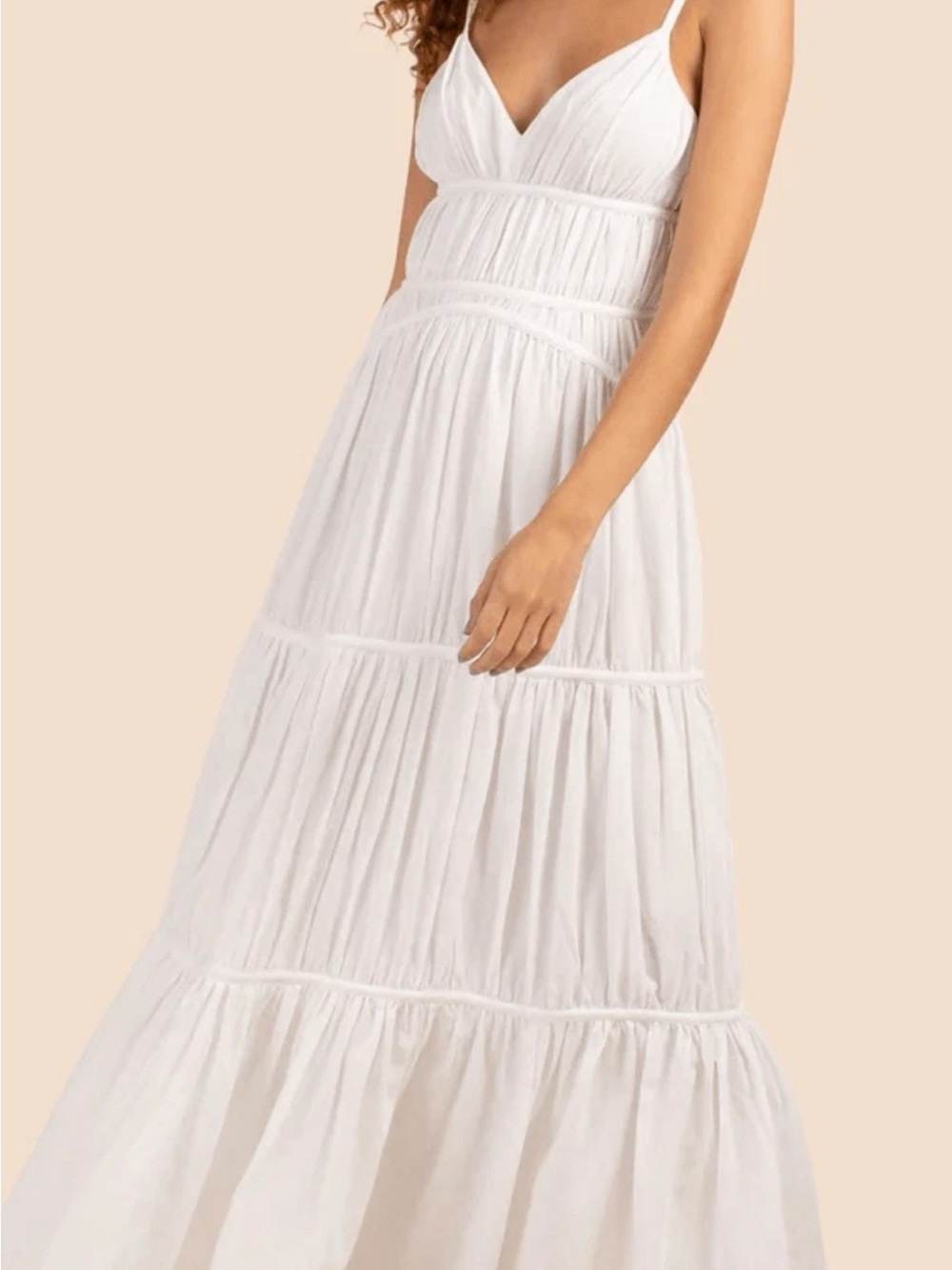 Trina Turk Gemma Dress White Tiered 100% Organic Cotton Maxi Dress